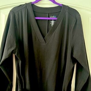 Midi dress, black knit. Versatile can be accessoried for any occasion.